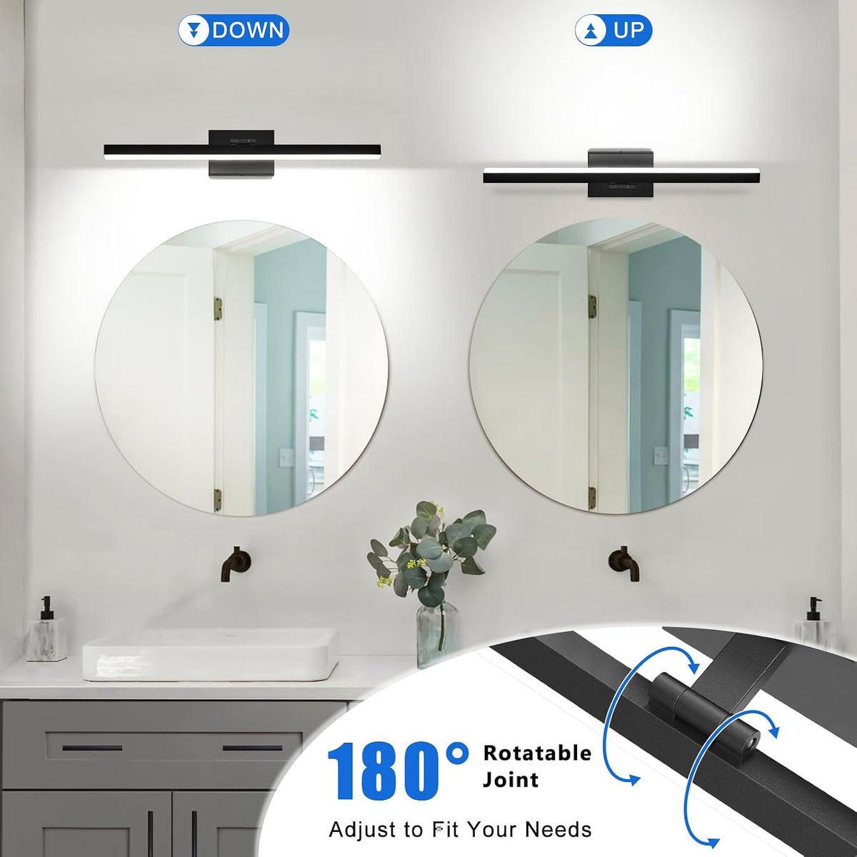 IZORRO Modern Bathroom Vanity Light 24 inch, Rotatable, 16W Dimmable Led Bath...