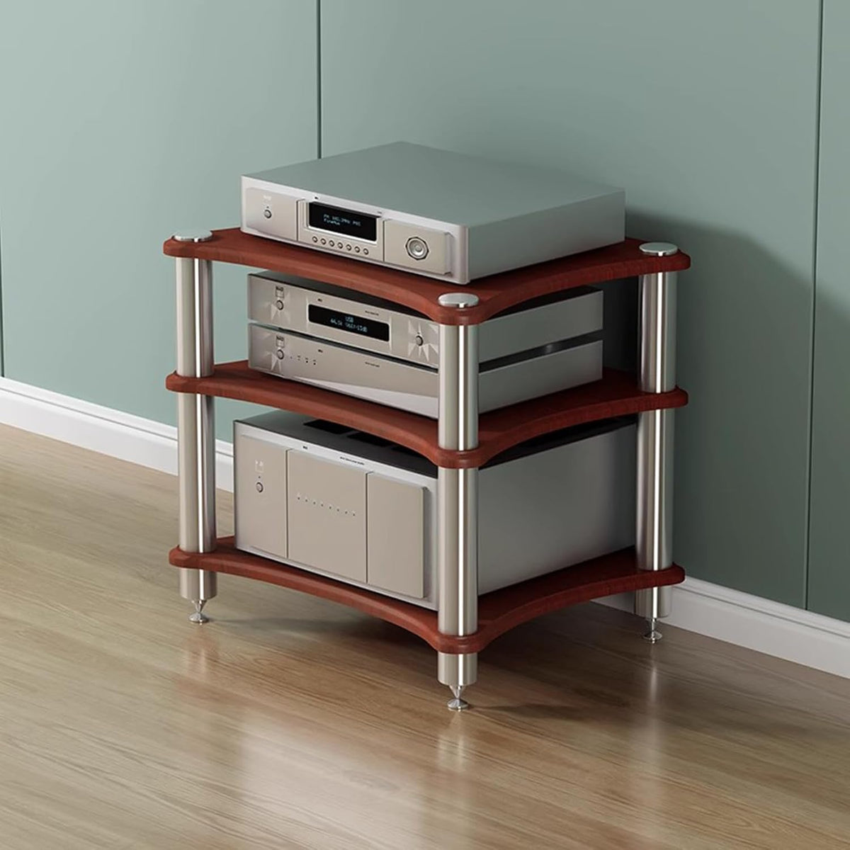 3 Tier Audio Rack with Speaker Spikes, Stereo Racks and Stand