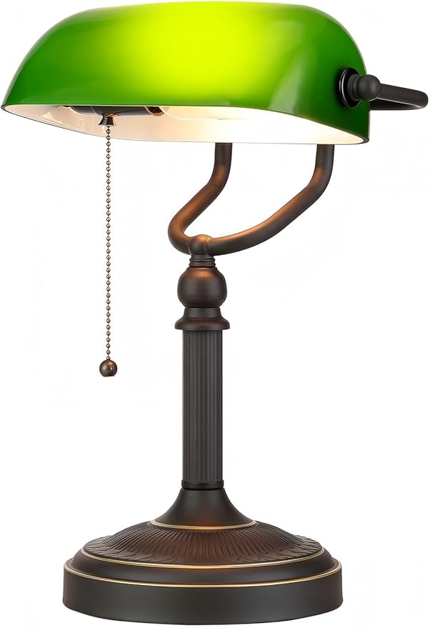 Newrays Antique Green Glass Bankers Desk Lamp