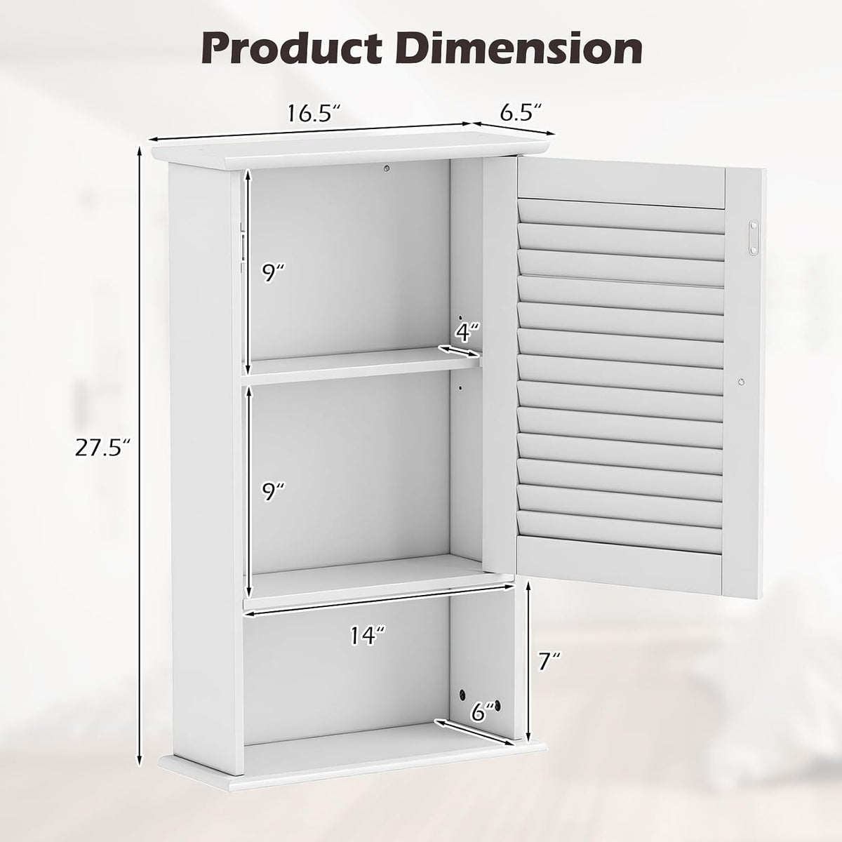 Tangkula Medicine Cabinet, Wall Mounted Bathroom Cabinet Single Door Wooden B...