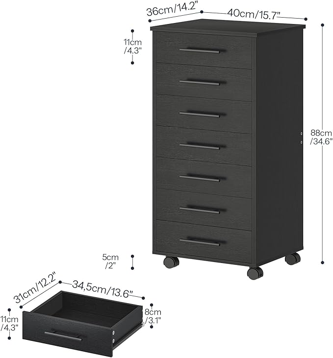 HOOBRO 7-Drawer File Cabinet, Wooden Office Cabinet