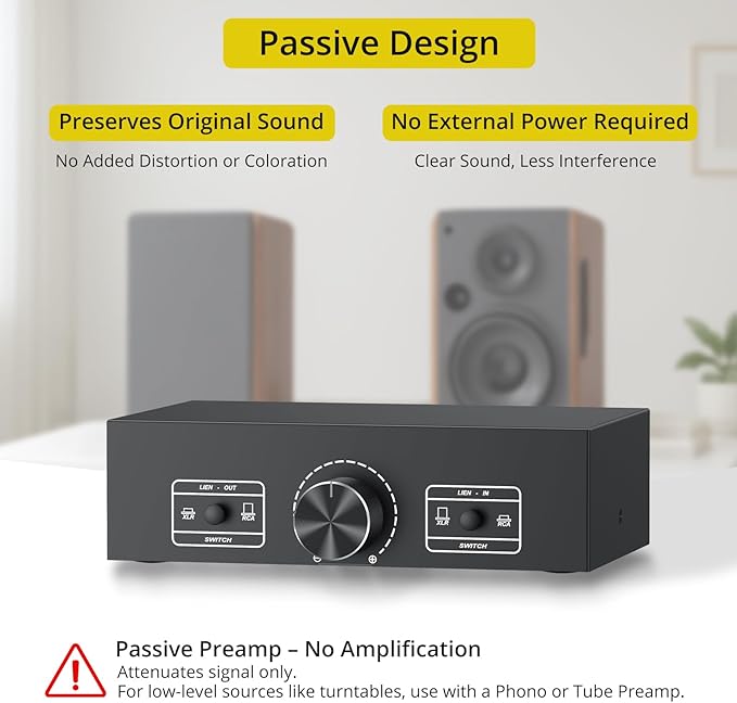 PROZOR 2-IN-2-OUT XLR Balanced/RCA Converter Audio Selector Splitter | Passive
