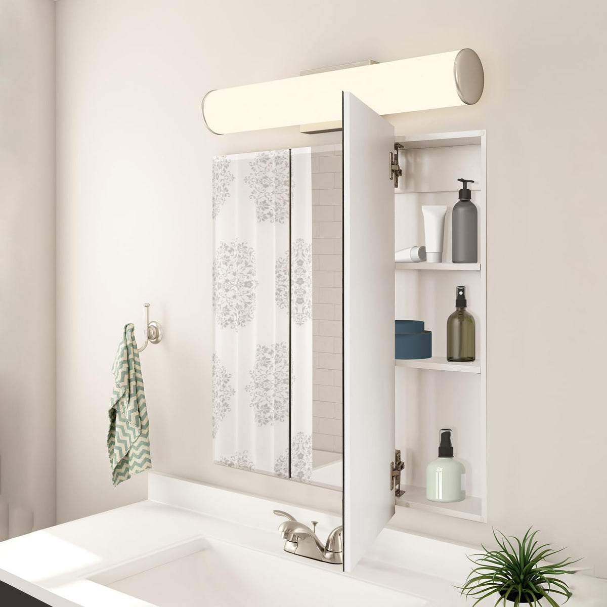 Design House Cyprus Bathroom Medicine Cabinet with Mirror, 25 Inch Recessed o...