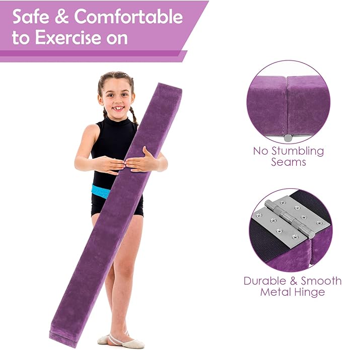 Giantex 7FT/8FT/9FT Balance Beam, Folding Gymnastics Beam w/Carry Handles