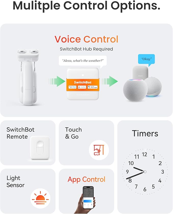 SwitchBot Smart Automatic Curtain Opener 2 Pack