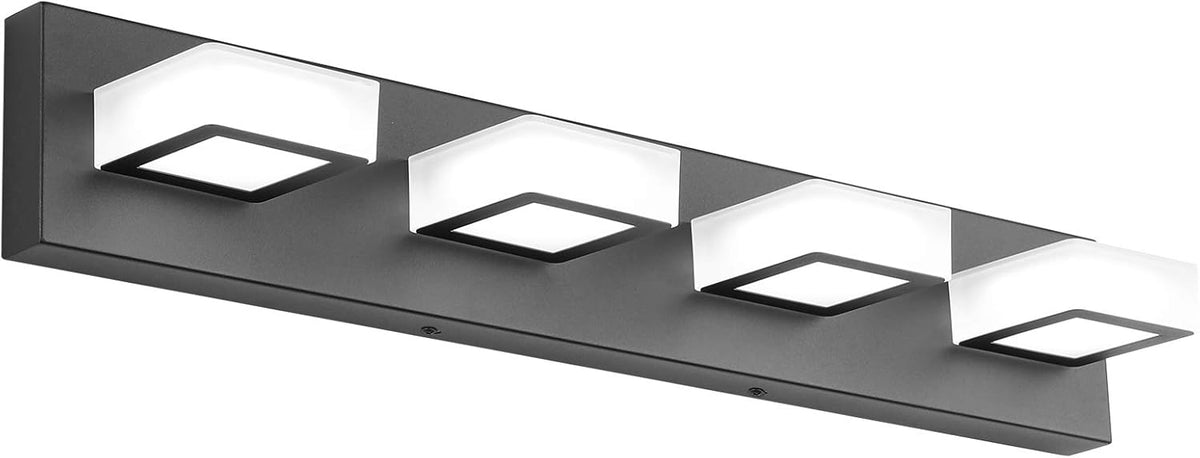 Ralbay LED Black 4 Lights Acrylic Lighting Fixtures Modern Matte Black Bathro...