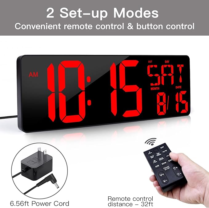 XREXS Large Digital Wall Clock