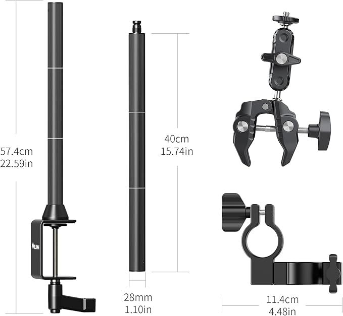 JUSMO LS15 Pro Camera Desk Mount, Aluminum Overhead Camera Mount Rig, Table
