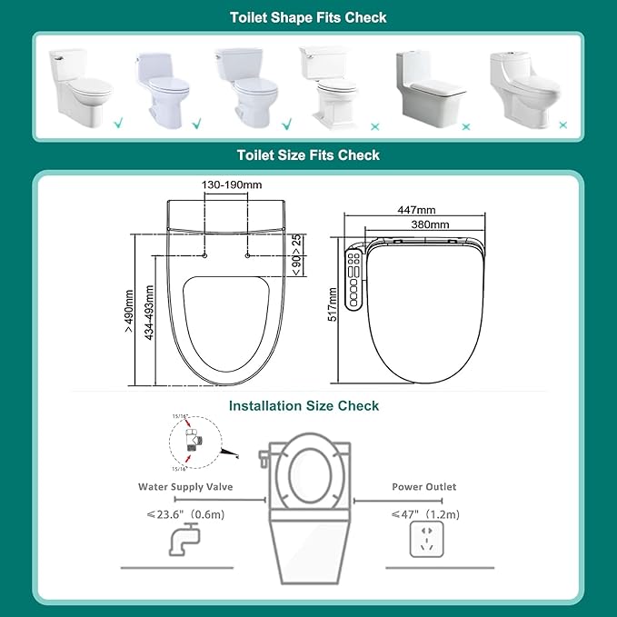 Aquatiz Elongated Smart Toilet Seat, Electronic Heated Toilet Seat,