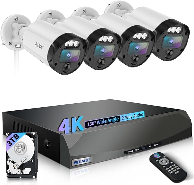 【130° Ultra Wide-Angle & 90 Days Storage】 Outdoor Wired Security Camera S...