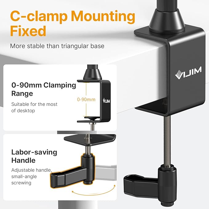 JUSMO LS15 Pro Camera Desk Mount, Aluminum Overhead Camera Mount Rig, Table