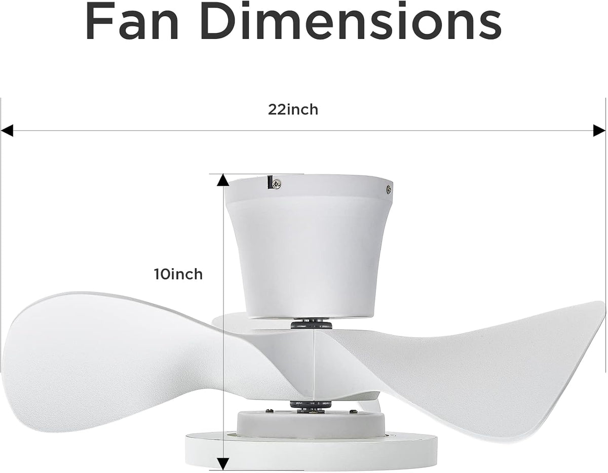 ocioc Quiet Ceiling Fan with LED Light 22 inch Large Air Volume Remote Contro...