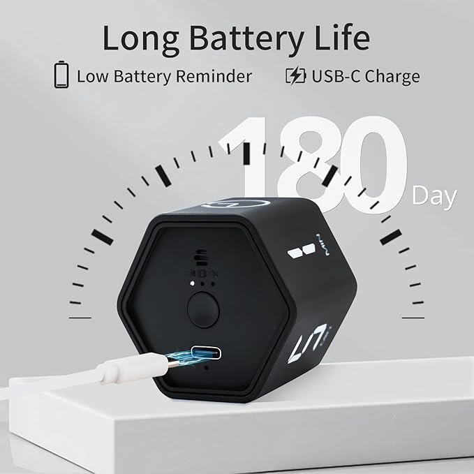 Productivity Timer Flip Gravity Sensor Cube Timer Countdown & Countup, Mu...