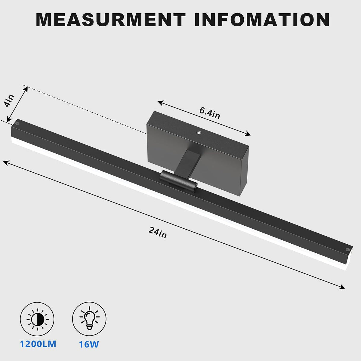 IZORRO Modern Bathroom Vanity Light 24 inch, Rotatable, 16W Dimmable Led Bath...
