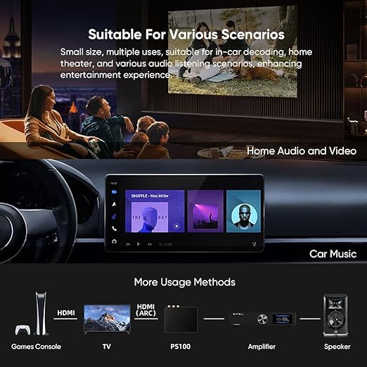 SMSL PS100 Digital to Analog Audio Converter, USB/Optical/Coaxial/HDMI ARC to
