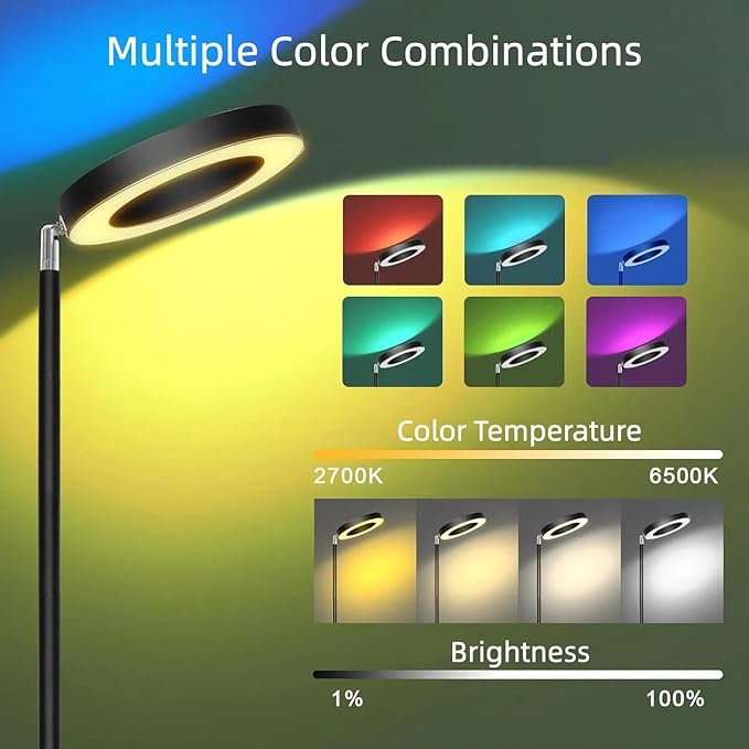 42W Dual-Sided Floor Lamp, RGB Color Changing LED Standing Lamp