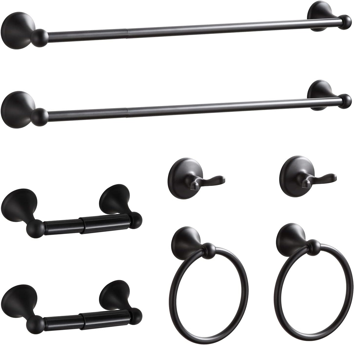 BGL Bathroom Hardware Set Matte Black Adjustable Expandable Bath Towel Bars B...