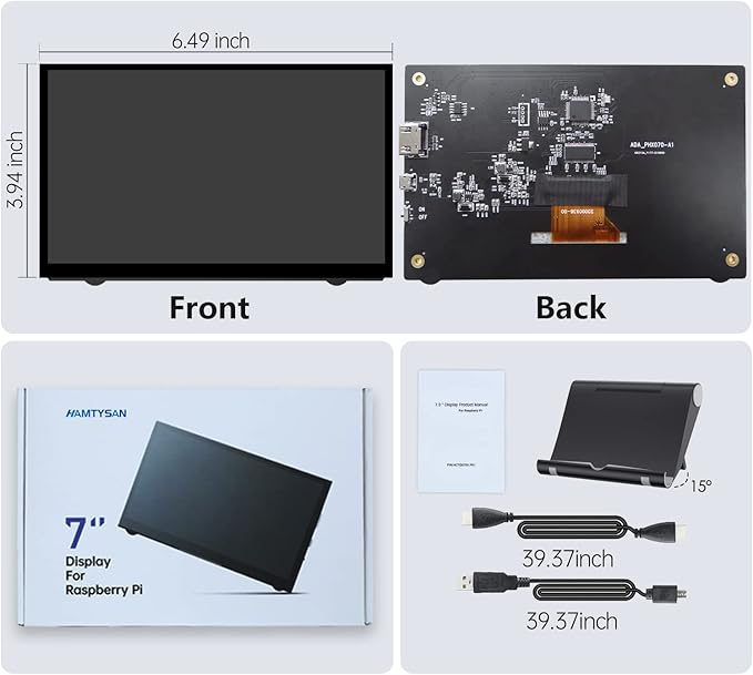 HAMTYSAN Raspberry Pi Screen, 7 Inch Portable Monitor External Display 800x480