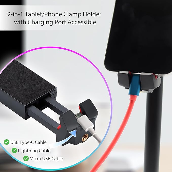 Kado Metal Portable Monitor Stand Tripod, 2-In-1 Phone/Tablet Clamp