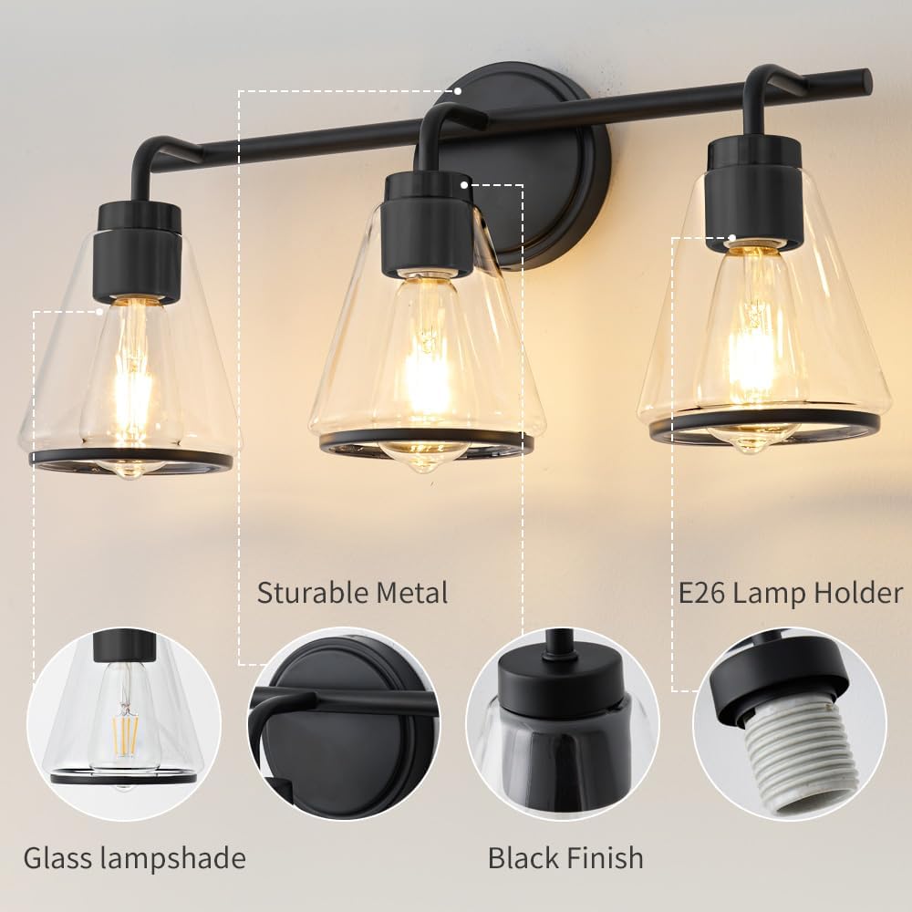Black Bathroom Vanity Light 3 Lights Bathroom Light Fixtures Over Mirror