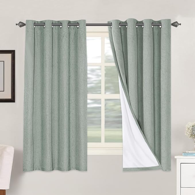 H.VERSAILTEX Linen Blackout Curtains 63 Inches Long 100% Blackout Thermal