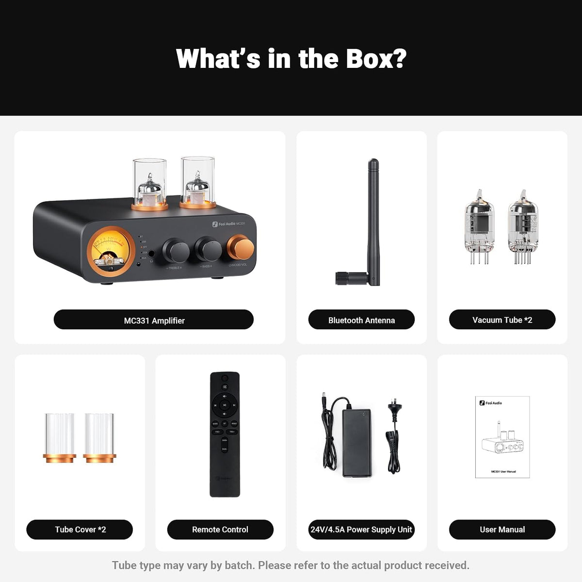 Fosi Audio MC331 Tube Amplifier with DAC, Bluetooth Stereo Amp for Speakers