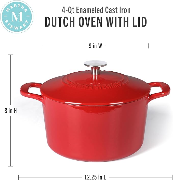Martha Stewart Gatwick 4 Quart Enamel Cast Iron Dutch Oven
