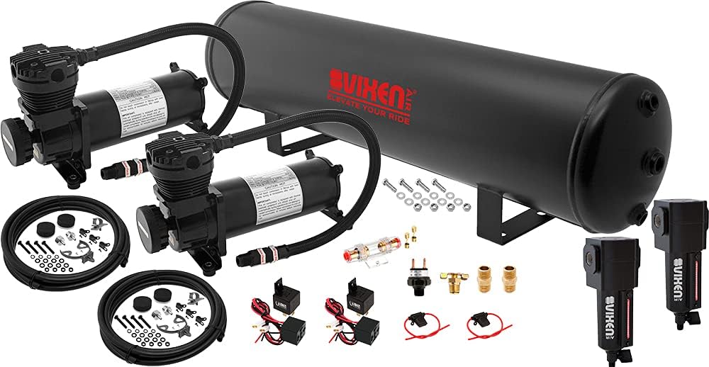 Vixen Air 12V Air Suspension Kit with 200 PSI Compressors and 5 Gallon Tank O...