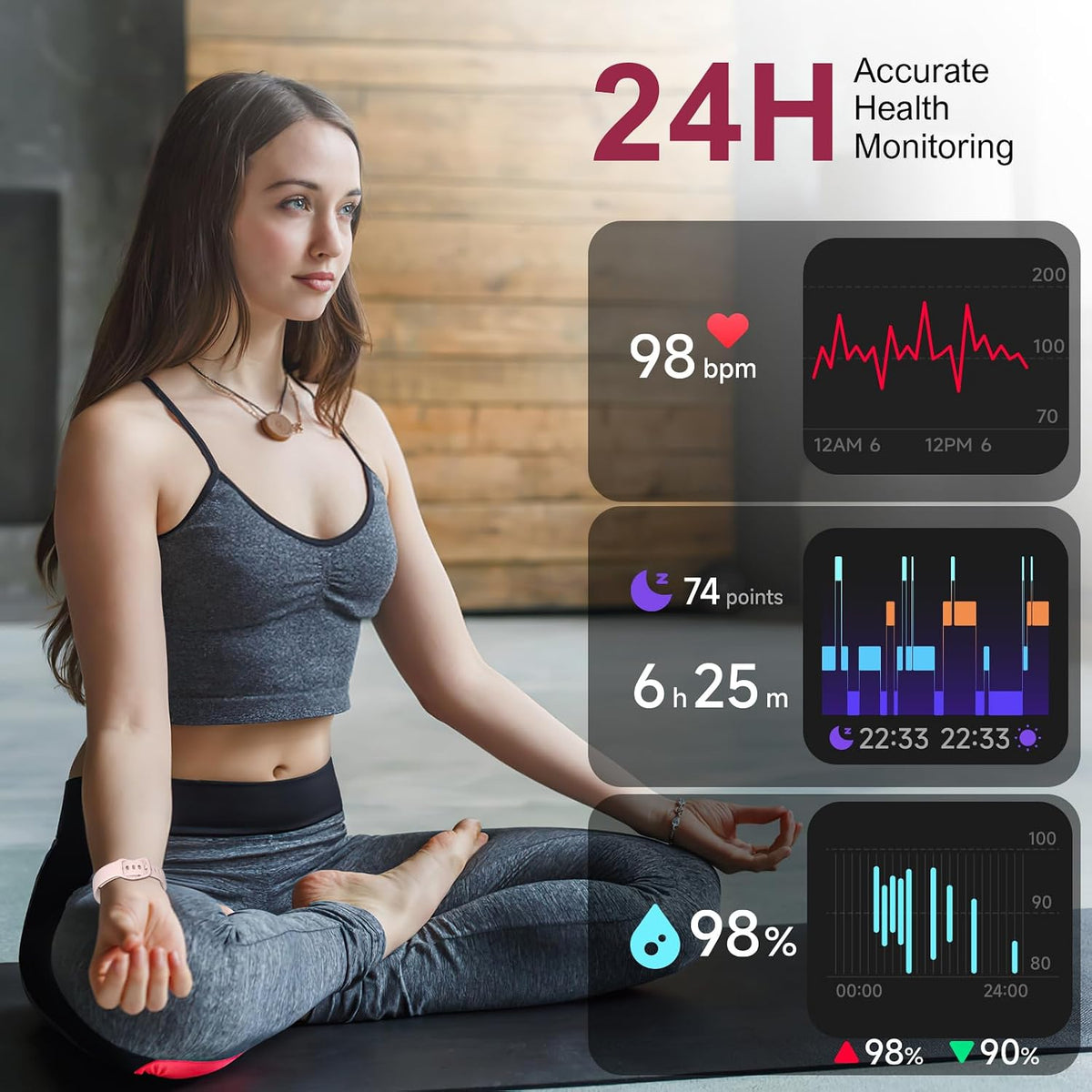 Fitness Tracker,Smart Watch with 24/7 Heart Rate Blood Oxygen Sleep Monitor,1...