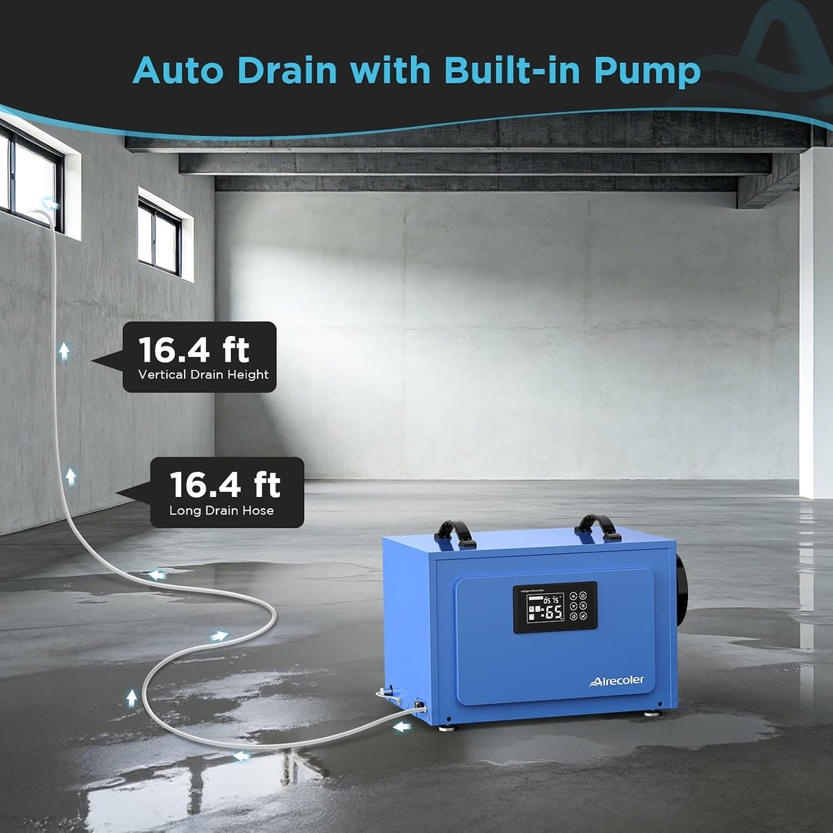 125 Pints Commercial Dehumidifier with Pump for Crawl Space