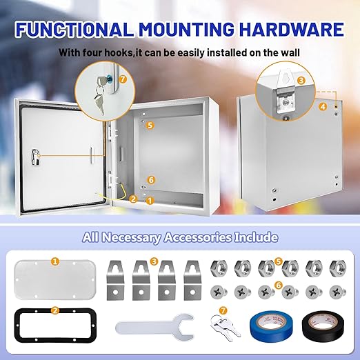 Outdoor Electrical Box 16 x 16 x 6''D NEMA 4X Enclosure Steel Box, Wa...