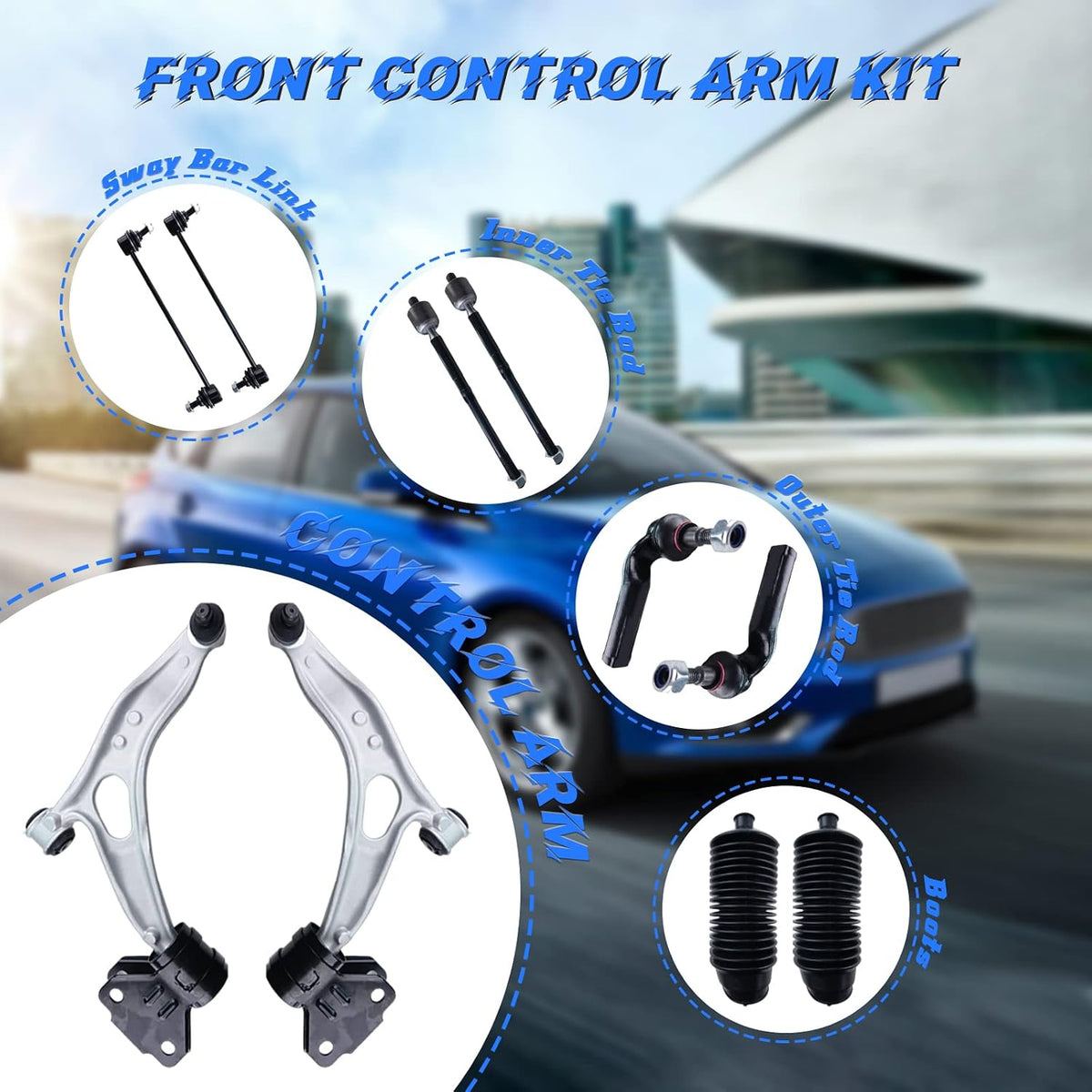 Control Arm Front End Kit Full Suspension Kit 10Pcs