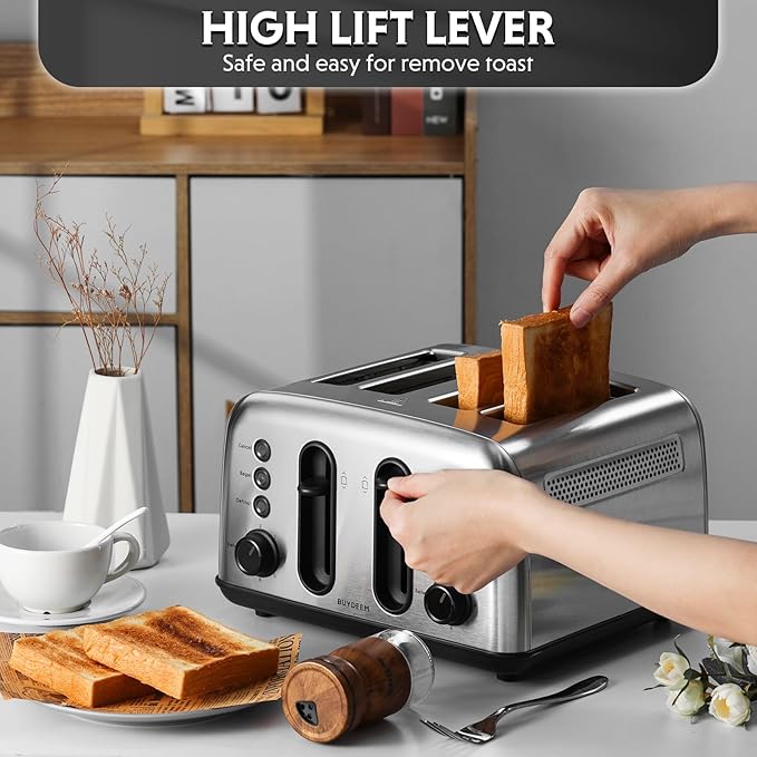 BUYDEEM DT440 4 Slice Toaster, Stainless Steel Toaster