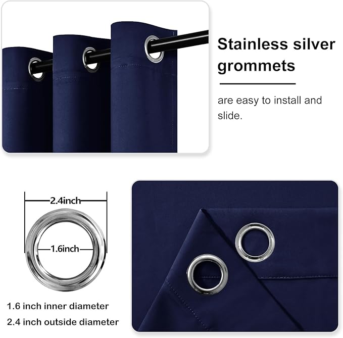 DWCN Extra Wide Curtains 70 Inch, Solid Grommet Living Room Window Treatments