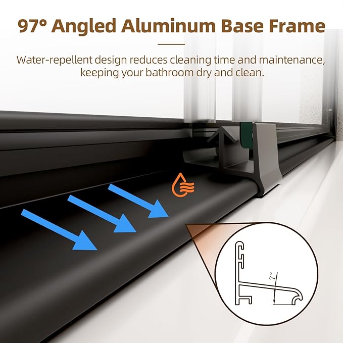 Shower Door, 50-54" W x 70" H Semi-Frameless Double Sliding Glass S...