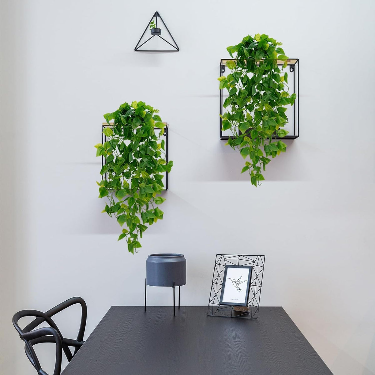 BLEUM CADE Fake Hanging Plants, 8pcs Artificial Pothos Vines Greenery for Wal...