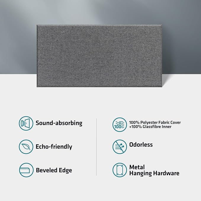 UMIACOUSTICS 2 PCS Acoustic Panel, 47.2" x 23.6" Fiberglass Sound P...