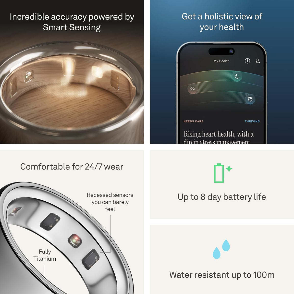 OURA Ring 4 Smart Ring - Silver - Size 10