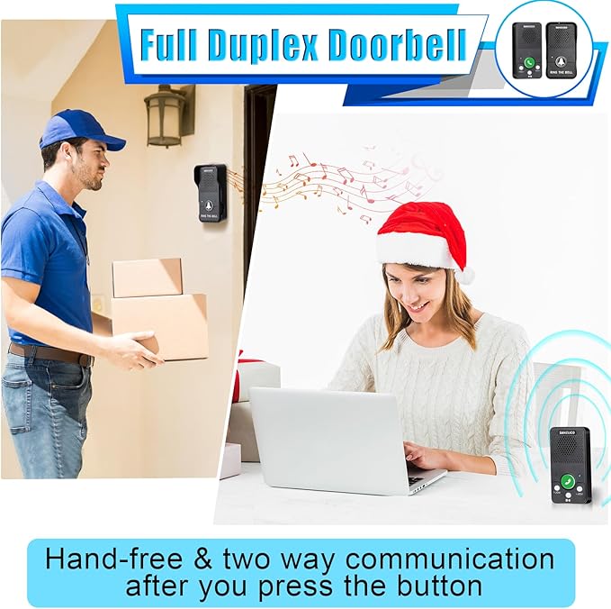Wireless Doorbell, SANZUCO Doorbells Hands Free Communication, Full Duplex
