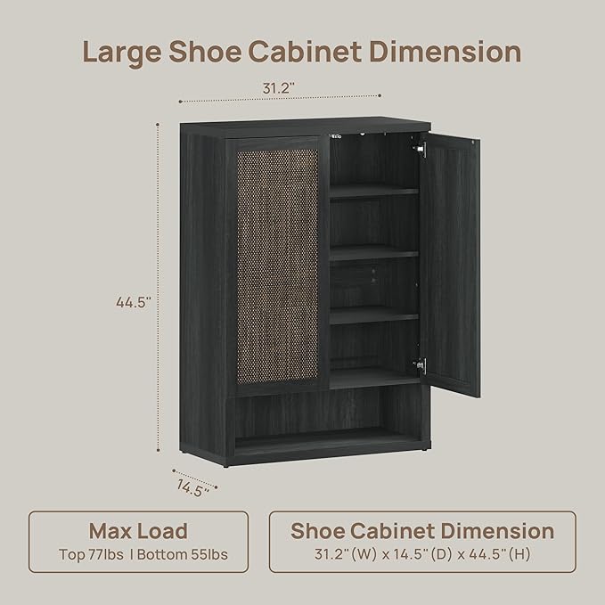 SICOTAS Rattan Shoe Storage Cabinet