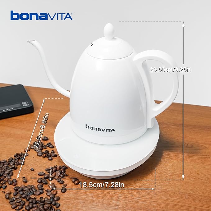 Bonavita Cosmopolitan 1.0L Gooseneck Electric Kettle, Stainless Steel Water