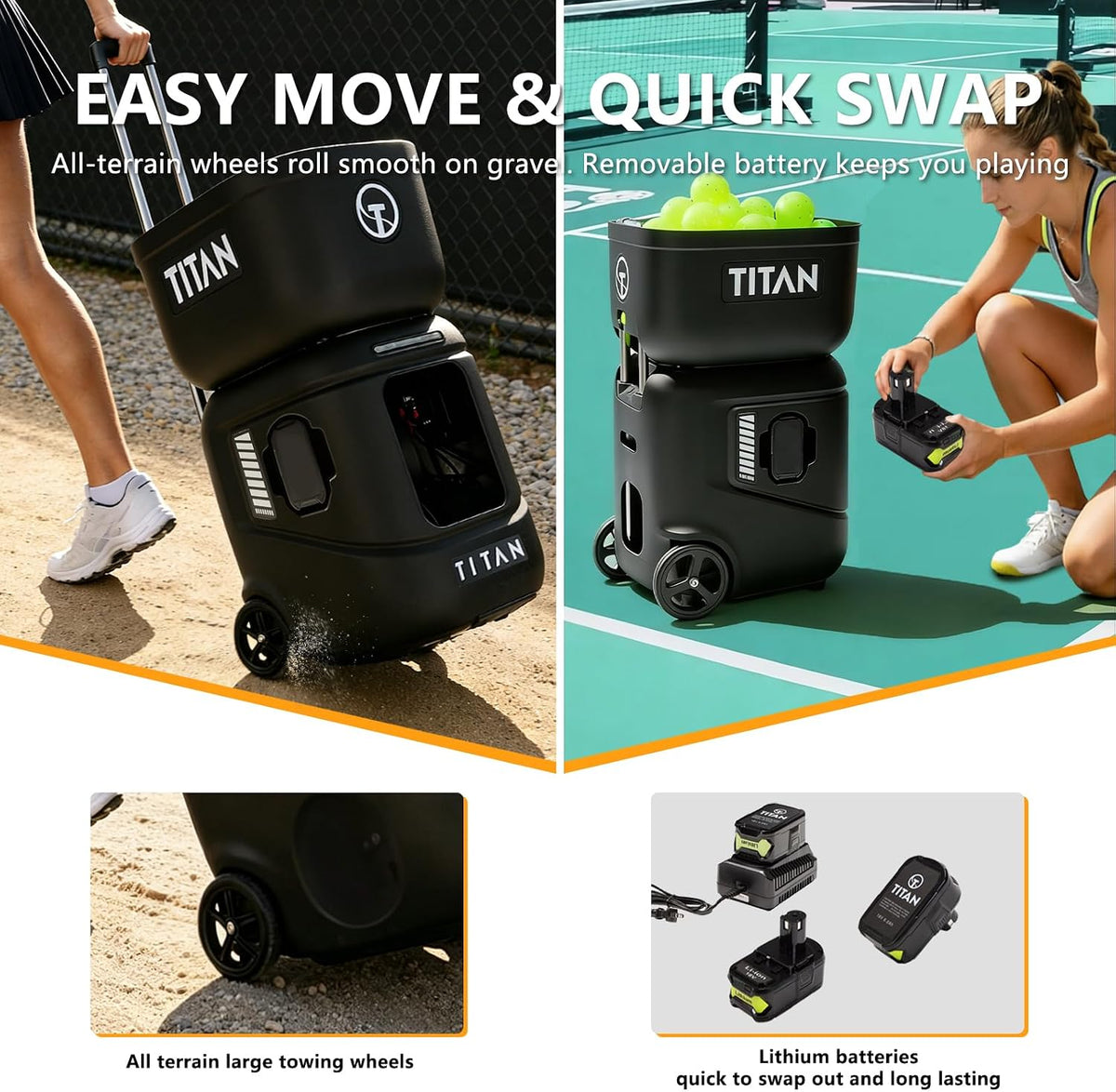 Titan ACE Pickleball Machine with Invertible Hopper | 110-Ball Capacity, Ligh...