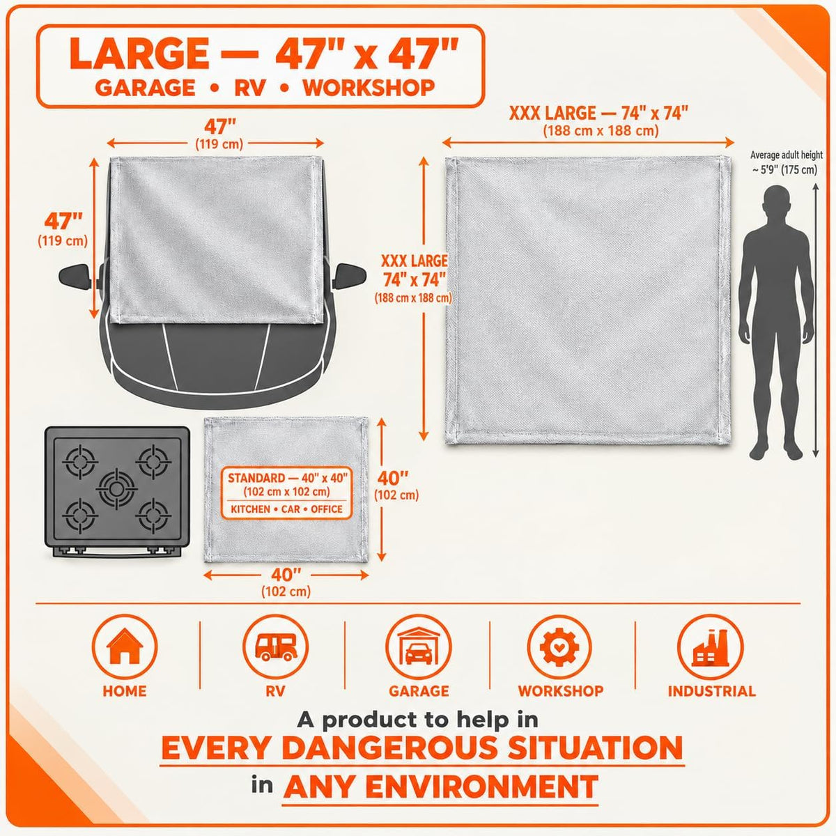 Fire Blanket - 1500F CE Certified Emergency Fire Blanket for Home & Kitchen
