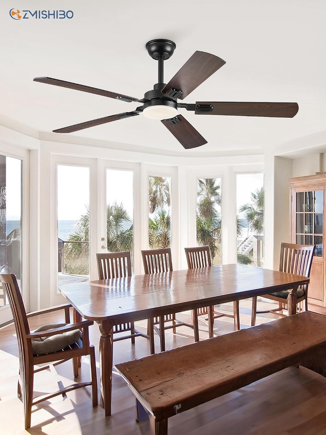 ZMISHIBO 52" Ceiling Fans with Lights and Remote, Black Modern for Indoor
