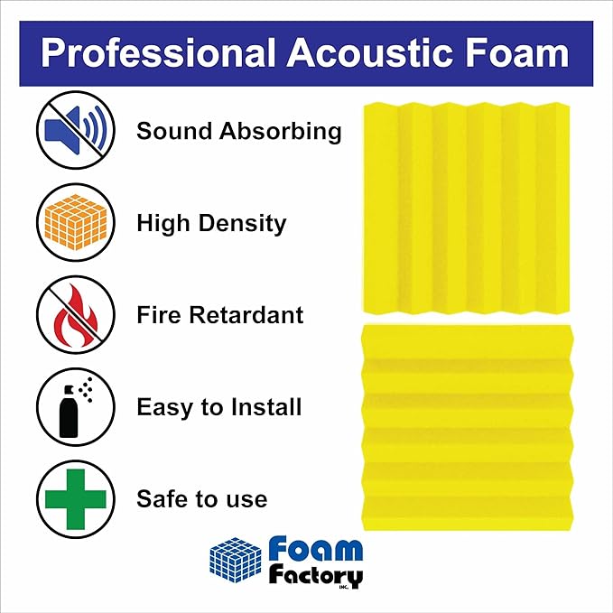 Foam Factory Inc 24 Pack Color Acoustic Foam Panel Studio Soundproofing Wedge