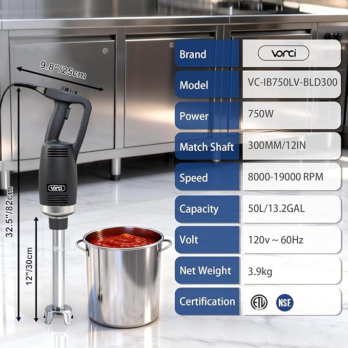VONCI 750W Commercial Immersion Blender, Electric Hand Blender
