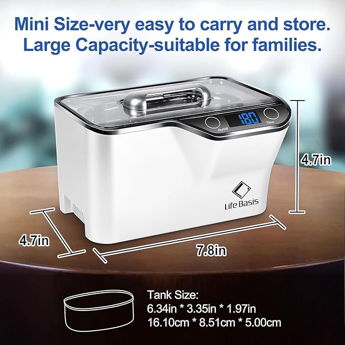 LifeBasis Ultrasonic Jewelry Cleaner, Professional 45kHz Ultrasonic Cleaner