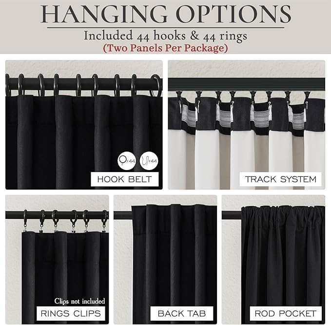 Black Out Curtains 60 Inches Extra Wide Luxury Linen Curtains 96 Inch Length