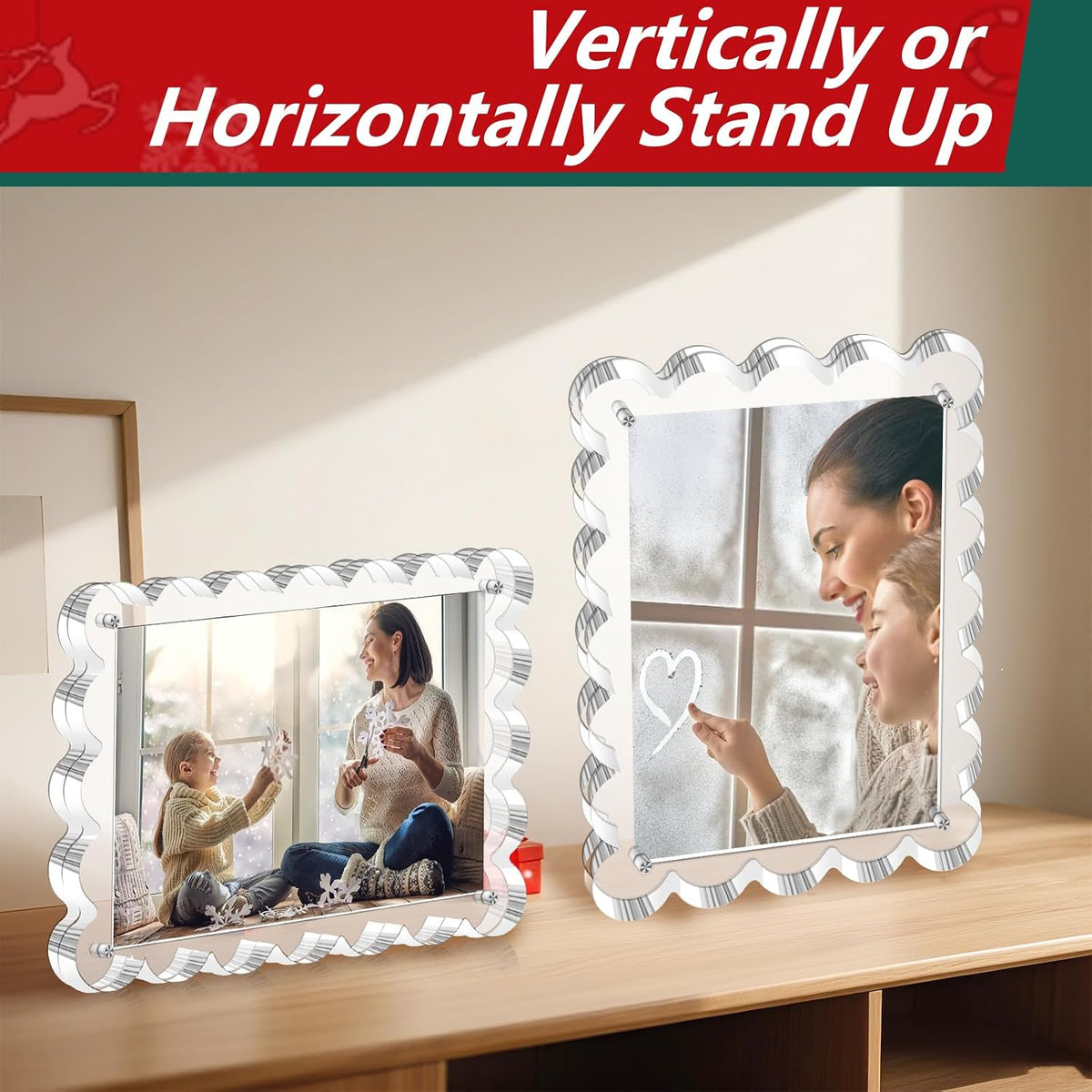 3 Pack Acrylic Picture Frame - 4x6 Magnetic Picture Frames | Double Sided Mag...