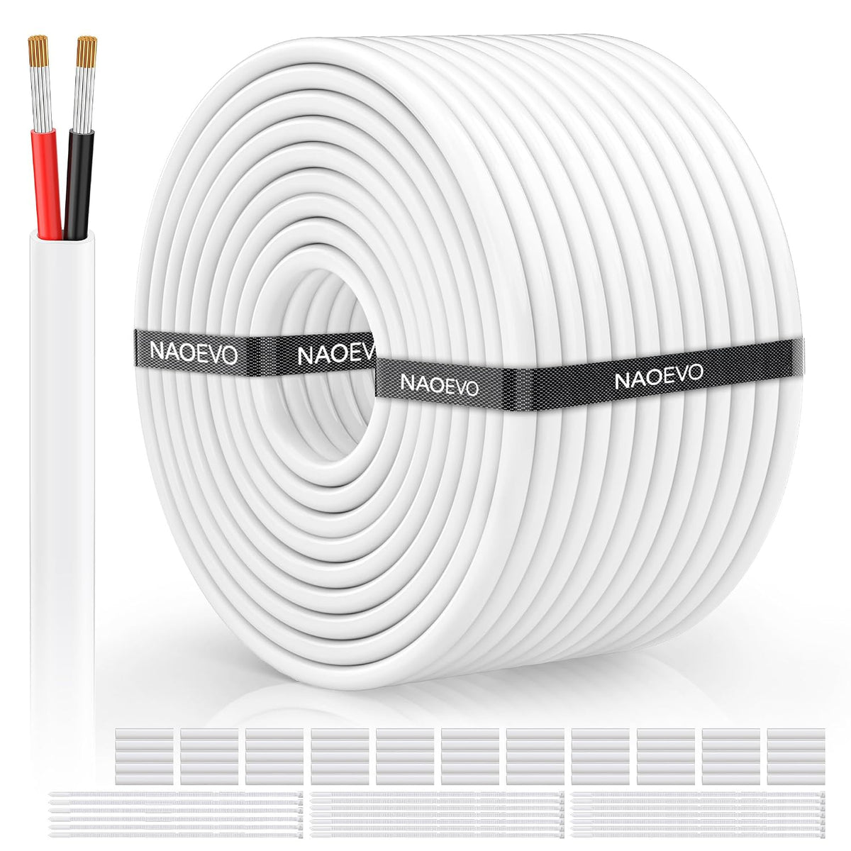NAOVEO 10 Gauge Wire Tinned Copper, 2 Conductors Electrical Wire, 100FT